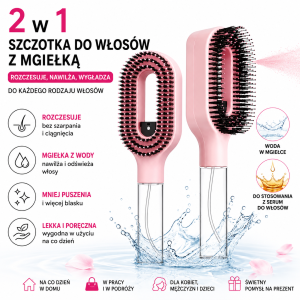 AquaBrush Pro – Szczotka do Włosów 2w1 z Nawilżającym Rozpylaczem | Masaż Skóry Głowy, Do Domu i Podróży