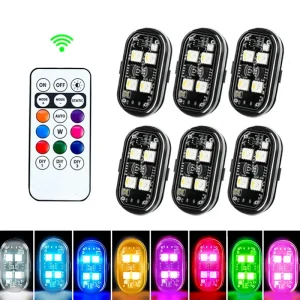 Bezprzewodowe Lampki LED RGB Ambient do Samochodu | Stroboskop USB 8 Kolorów z Pilotem