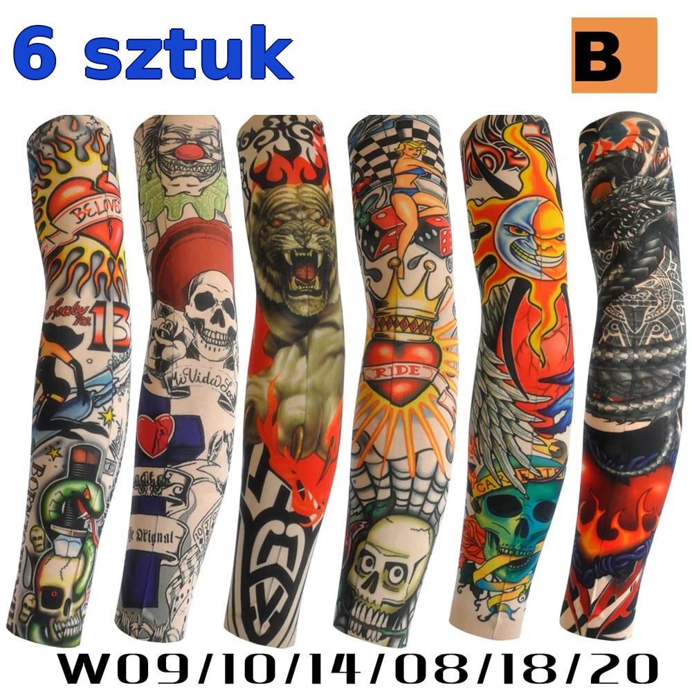 Rękawy z Tatuażami UV | Ochrona Słoneczna na Rower i Outdoor | 6 szt. | Unisex - obrazek 4