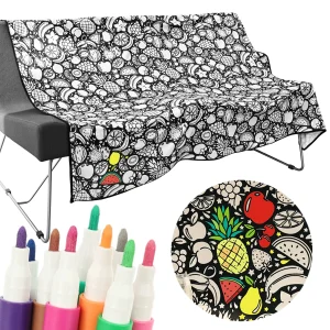 Magiczny Koc – Zmywalny Koc do Malowania DIY z 24 Markerami | Kreatywna Personalizacja i Redukcja Stresu