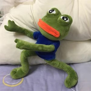 Smutna Żabka Deluxe 45cm - Pluszowa Zabawka Memiczna Zielona Żaba
